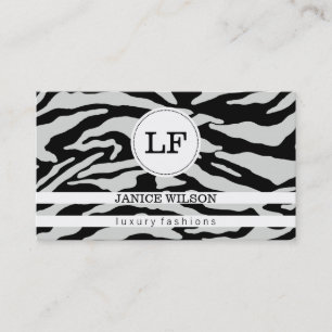 Monogram   Zebra Print Business Card