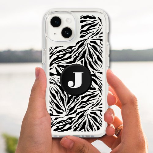 Monogram Zebra Print Clear Speck iPhone 14 Case