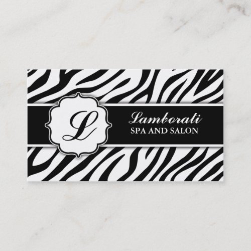 Monogram Zebra Print Hair Stylist Hairdresser Business Cards