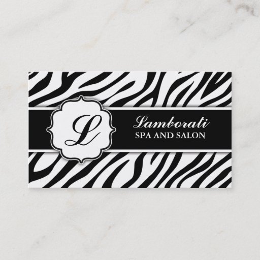 Customizable Monogram Zebra Print Hair Stylist Hairdresser Business Cards