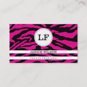 Monogram Zebra Print (hot pink) Business Card