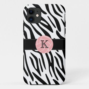 Monogram Zebra Print Volleyball Iphone 5 Case by stripedhope at Zazzle
