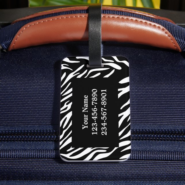 Monogram Zebra Stripe with Red Luggage Tag