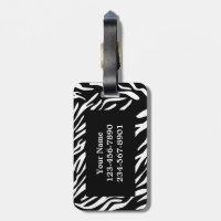 Monogram Zebra Stripe with Red Luggage Tag