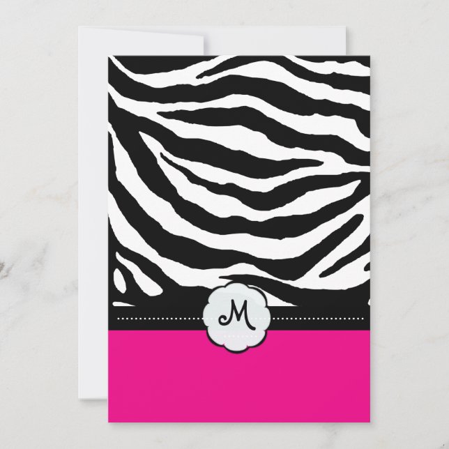 Monogram/Zebra Stripes Wedding Invitations (Front)