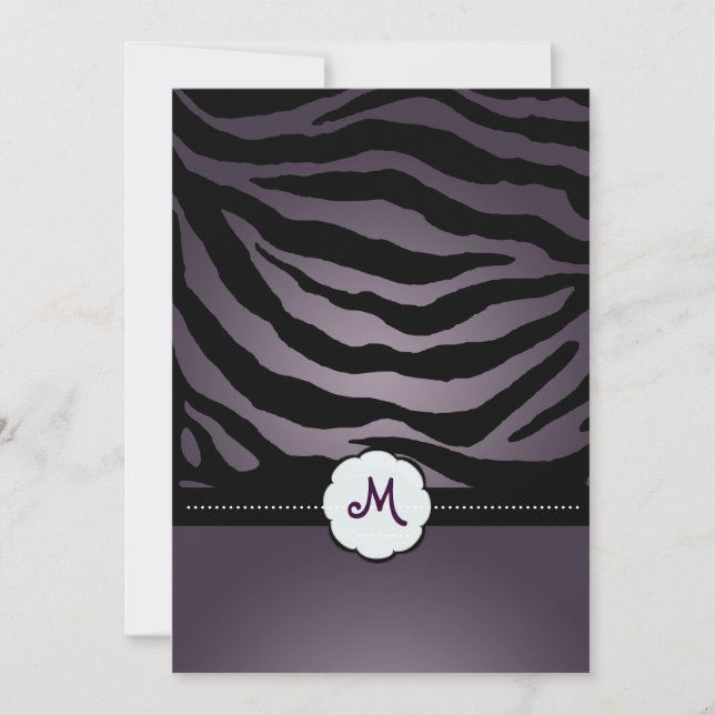 Monogram/Zebra Stripes Wedding Invitations (Front)