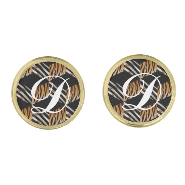 Monogram Zebra & Tiger Cufflinks (Front)