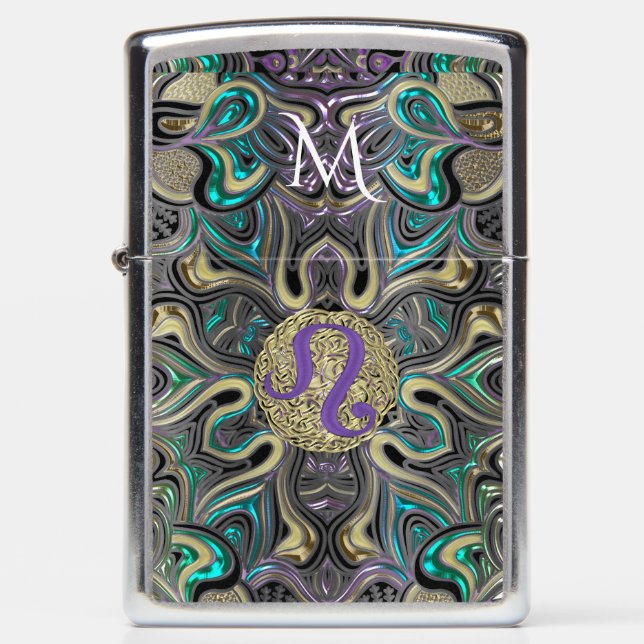 Monogram Zodiac Sign Leo Zippo Lighter (Front)