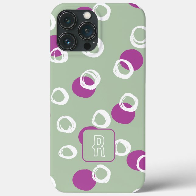  Monogramd Elegant Abstracts sage circles Pattern Case-Mate iPhone Case (Back)