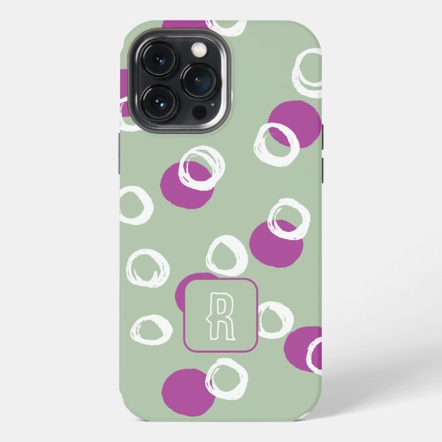  Monogramd Elegant Abstracts sage circles Pattern Iphone Case (Back)
