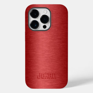 Monograme Metallic Red Brushed Aluminum Look Case-Mate iPhone 14 Pro Case