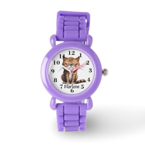 Monogramed Angry Kitty  Watch