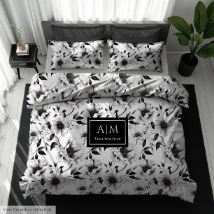 Monogramed black and white duvet with elegance cover