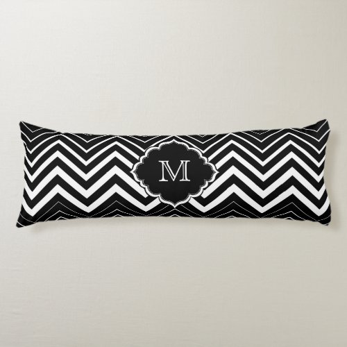 Monogramed Black And White Zigzag Chevron Body Pillow