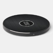 Monogramed Black Brushed Aluminum Texture 2 Wireless Charger (Front 2)