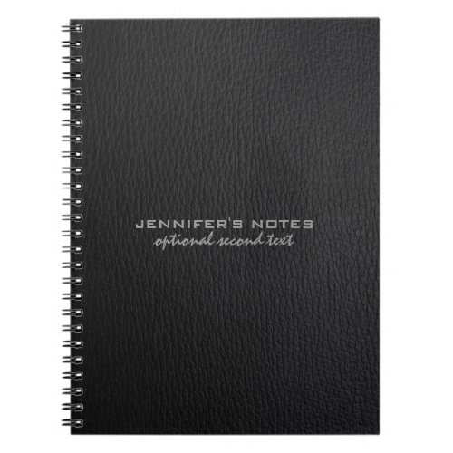 Monogramed Black Faux Leather Texture Look 2 Notebook