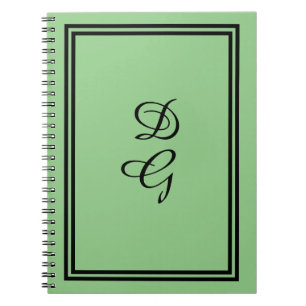Monogramed Black on mint green, Lulumama matching Notebook