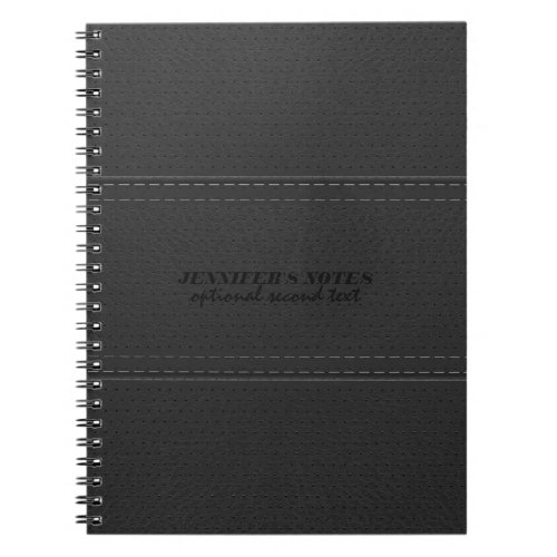 Monogramed Black Vintage Faux Leather Look 2 Notebook