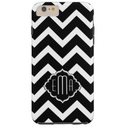 Monogramed Black &amp; White Geometric Zigzag Chevron Tough iPhone 6 Plus Case