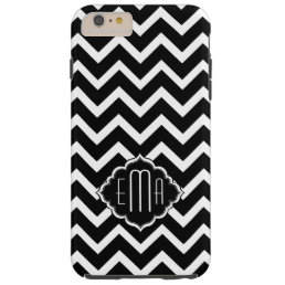 Monogramed Black &amp; White Geometric Zigzag Chevron Tough iPhone 6 Plus Case