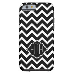 Monogramed Black &amp; White Geometric Zigzag Chevron Tough iPhone 6 Case