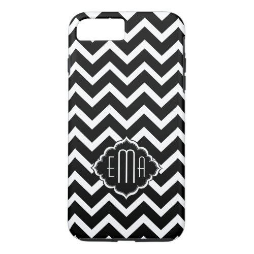 Monogramed Black  White Geometric Zigzag Chevron iPhone 8 Plus7 Plus Case