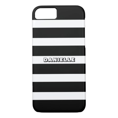 Monogramed Black  White Stripes Pattern iPhone 87 Case