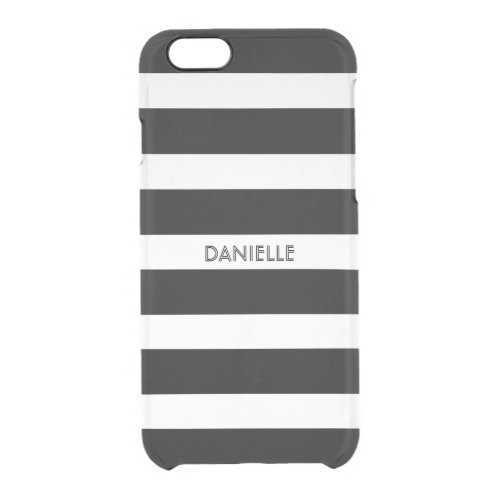 Monogramed Black  White Stripes Pattern Clear iPhone 66S Case