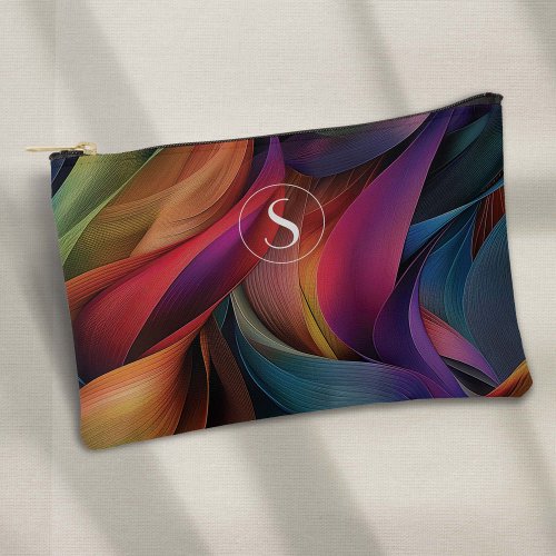 Monogramed bold colorful abstract pattern accessory pouch