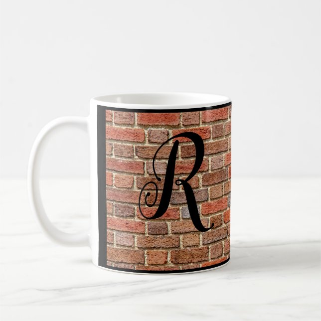 Monogramed Brick Wall Coffee Mug (Left)
