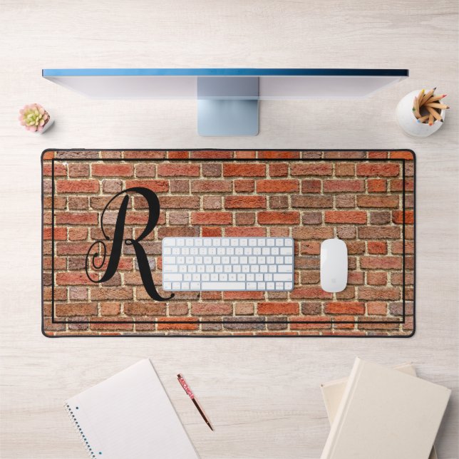 Monogramed Brick Wall Desk Mat (Office 1)