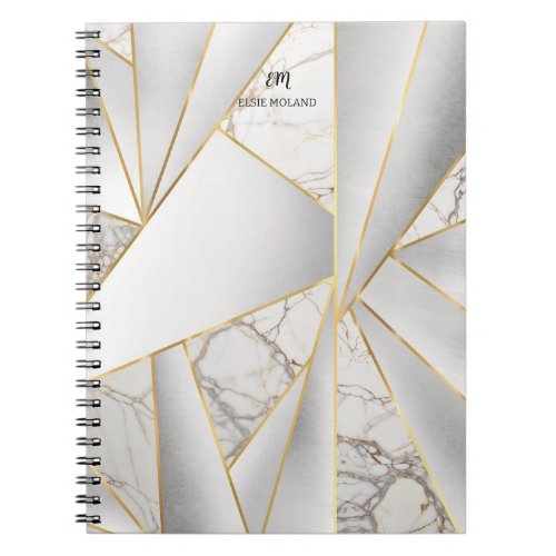 Monogramed Business Notebook Marble Geometry style