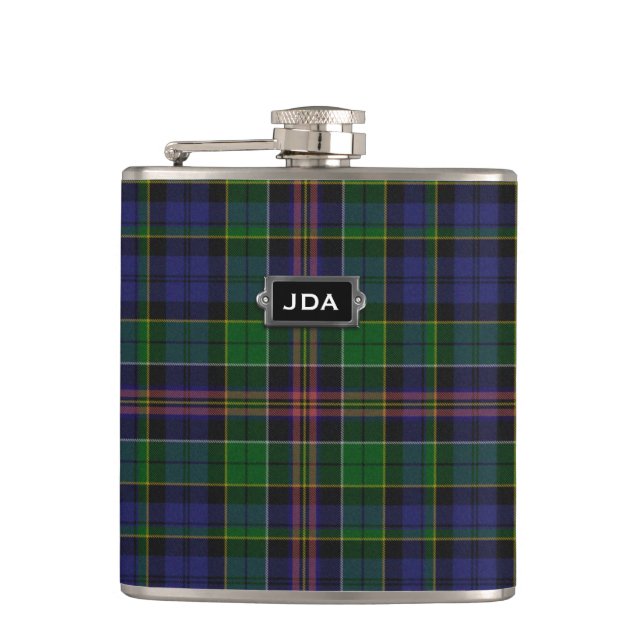 Monogramed Clan Allison Tartan Plaid Flask (Front)