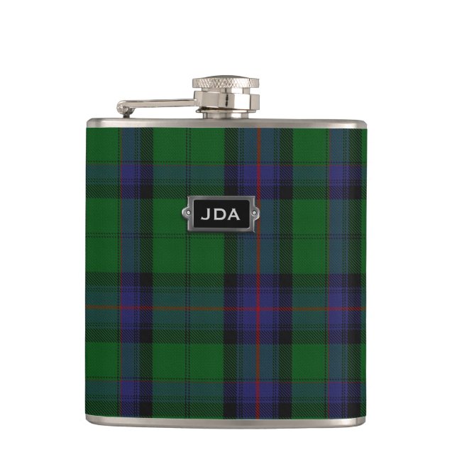 Monogramed Clan Armstrong Tartan Plaid Flask (Front)