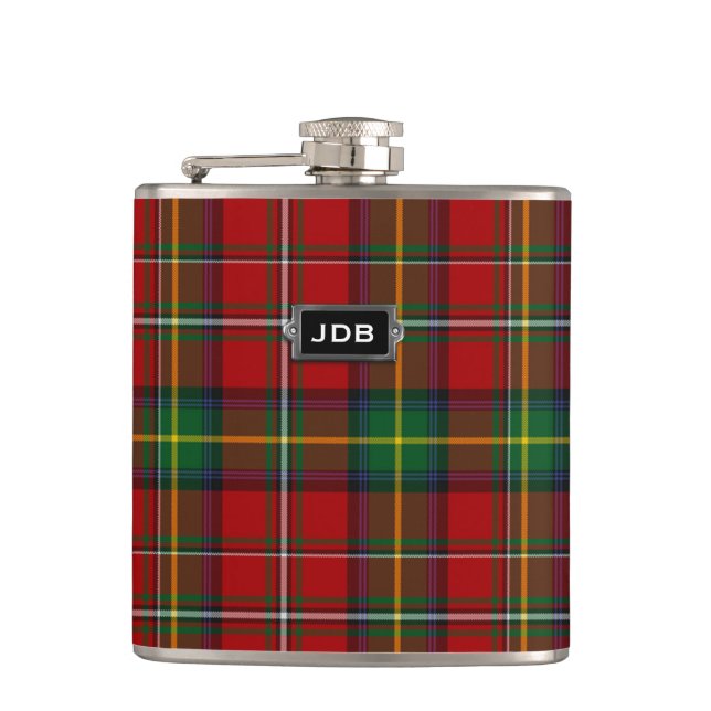 Monogramed Clan Boyd Tartan Plaid Flask (Front)
