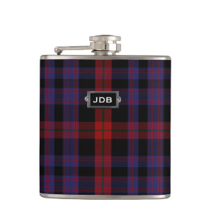 Monogramed Clan Brown Tartan Plaid Flask