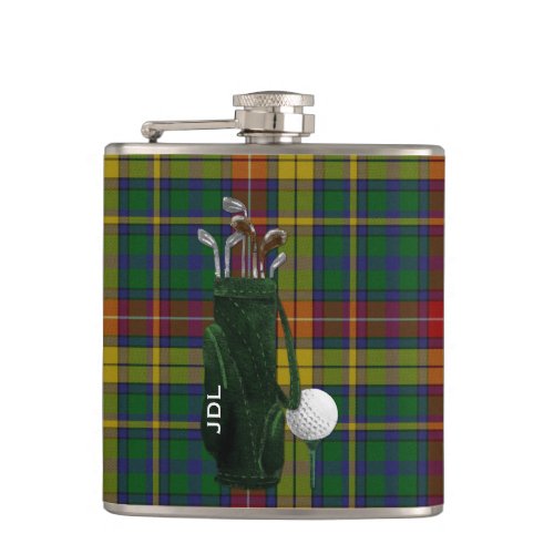 Monogramed Clan Buchanan Tartan Plaid Golf Flask
