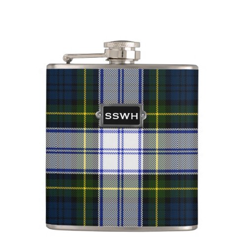 Monogramed Clan Gordon Dress Tartan Plaid Flask