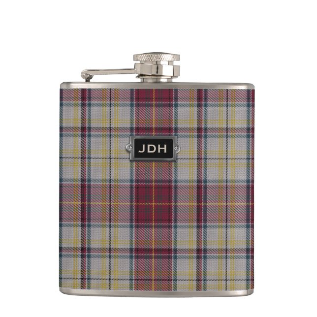 Monogramed Clan Harmon Dress Tartan Plaid Flask (Front)