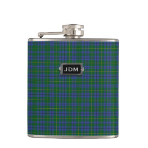Monogramed Clan Johnston Tartan Plaid Flask