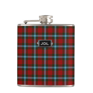 Monogramed Clan Livingstone / MacLay Tartan Plaid Flask