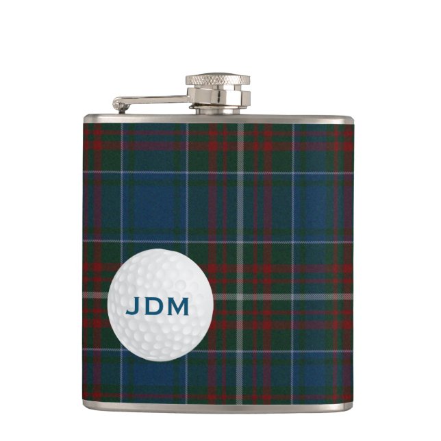 Monogramed Clan MacConnell Tartan Plaid Golf Flask (Front)