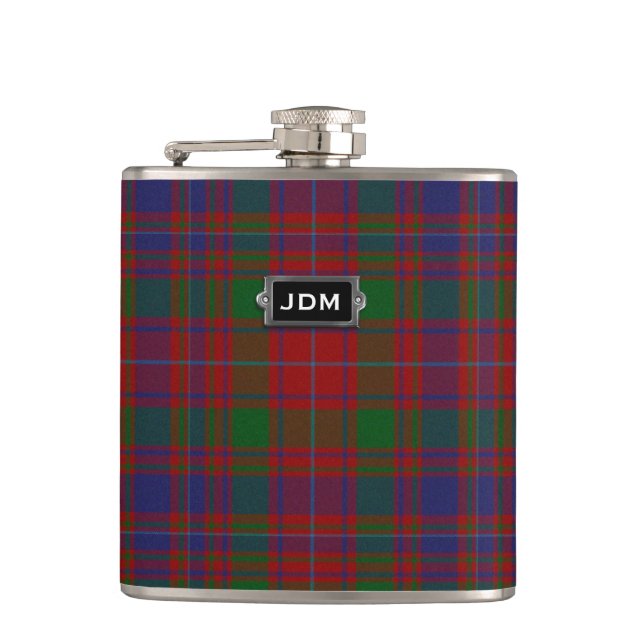 Monogramed Clan MacIntyre Tartan Plaid Flask (Front)