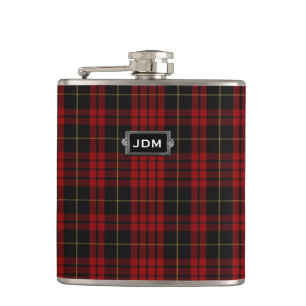 Monogramed Clan MacQueen Tartan Plaid Flask