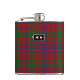 Monogramed Clan Ross Tartan Plaid Flask