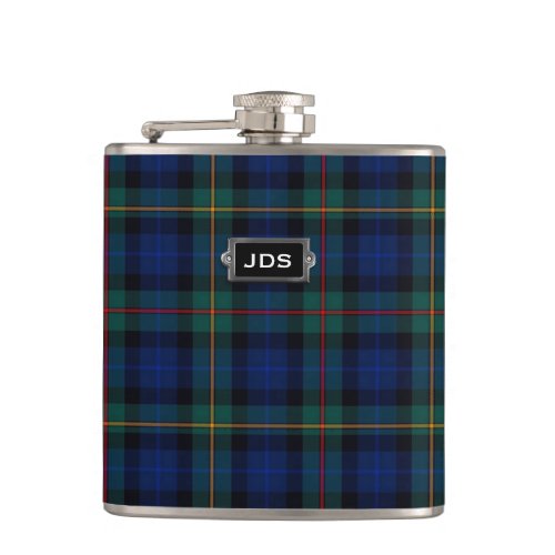 Monogramed Clan Smith Tartan Plaid Flask