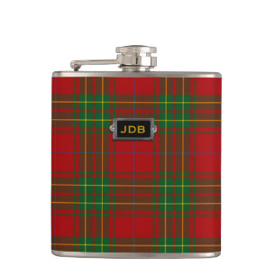 Monogramed Classic Burnett Tartan Plaid Flask