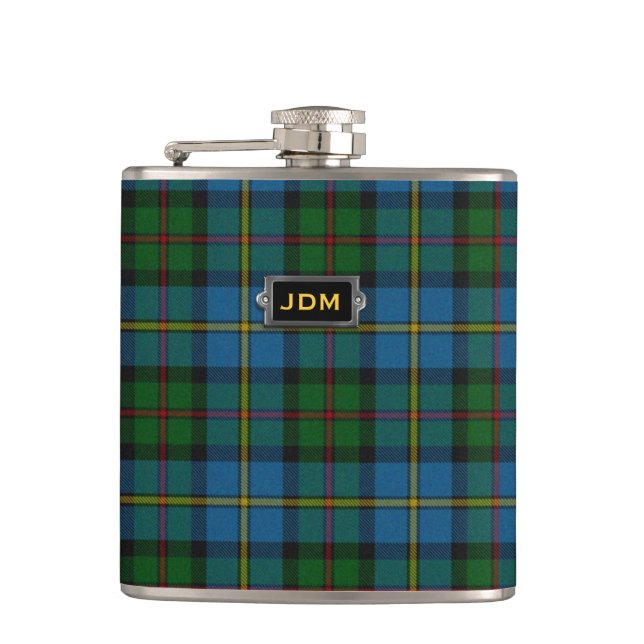 Monogramed Classic MacLeod Tartan Plaid Flask (Front)