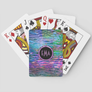Monogramed Colorful Abstract Melting Glass Poker Cards