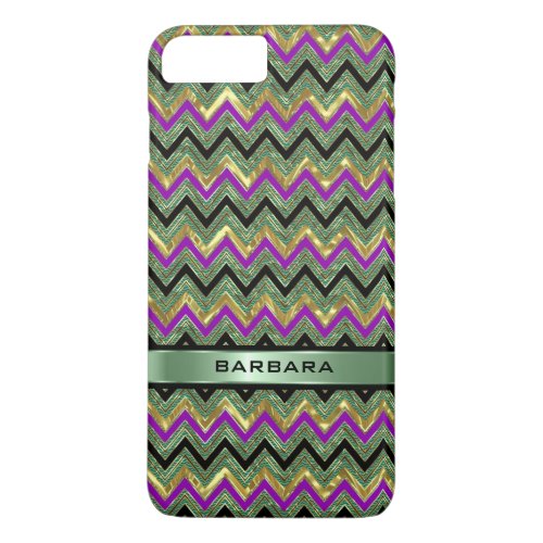 Monogramed Colorful Geometric Chevron Gold Accent iPhone 8 Plus7 Plus Case